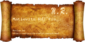Matievits Ráfis névjegykártya